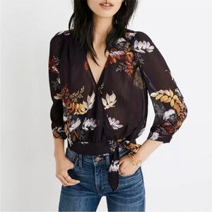 Madewell wrap blouse in blooming orchid purple floral